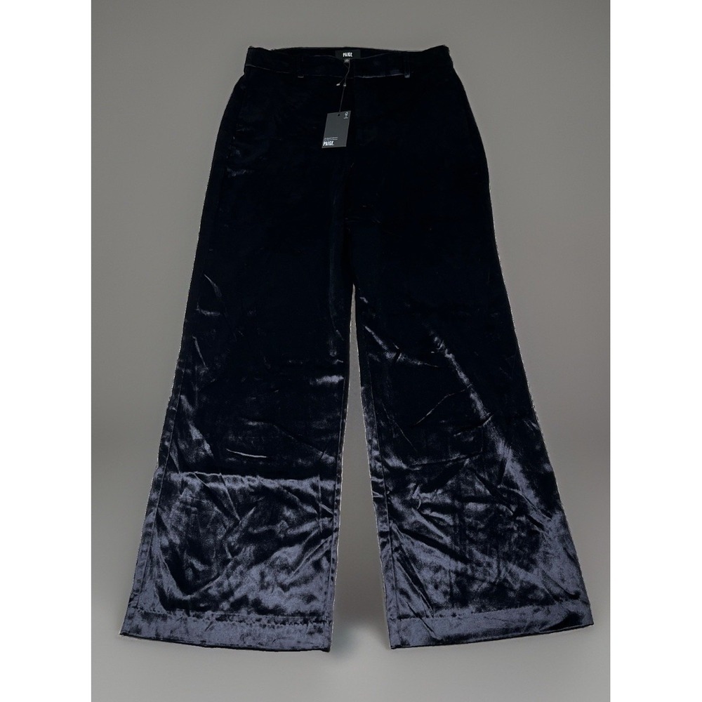 NWT-Paige Chateau Wide Leg Trouser Pant‎ Women's 10 Midnight High Waist Velvet